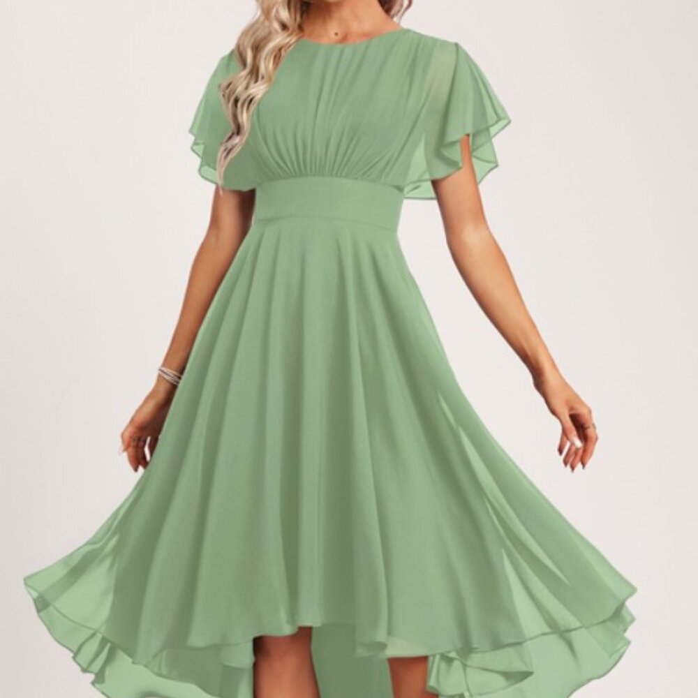 JJ's House A-line Chiffon Dress Sage Green Sz 14